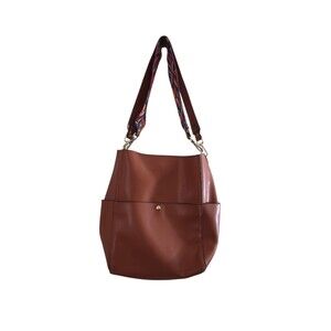 Bostanten Lottery Leather purse Hobo Bag Large Brown